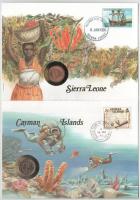 5db-os érmés boríték tétel, mind különféle és német nyelvű tájékoztatóval, benne: Tuvalu, Ascension,...