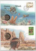 5db-os érmés boríték tétel, mind különféle és német nyelvű tájékoztatóval, benne: Barbados, Közép-Af...