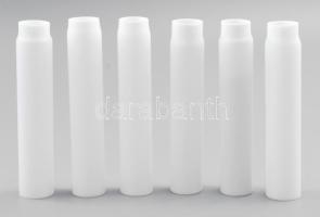 6 db antik tejüveg csillárgyertya, kis kopottsággal, h: 13 cm