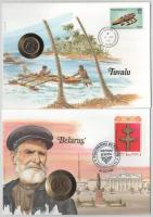 5db-os érmés boríték tétel, mind különféle és német nyelvű tájékoztatóval, benne: Uganda, Szenegál, ...