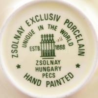 Zsolnay Exclusiv kézzel festett gyűrűtartó tálka, jelzett, hibátlan, d: 8,5 cm
