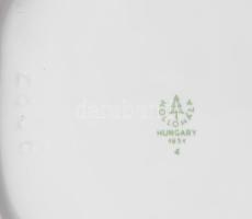 Hollóházi ékszeres tálka. Matricás virágmintával díszített, jelzett, hibátlan, 18,5x14,5 cm