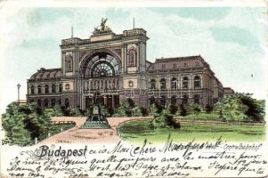 Budapest VII. Keleti Pályaudvar emlékművel litho (EK)