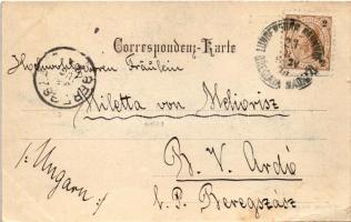 1898 (Vorläufer) Breclav, Lundenburg, Leventevár; Schloss Pohanská / castle. H. Slovák Art Nouveau, ...