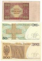 Lengyelország 1946. 10Zl + 1982. 500Zl + 1988. 50Zl T:UNC-VG az egyiken kis ragasztás
Poland 1946. ...