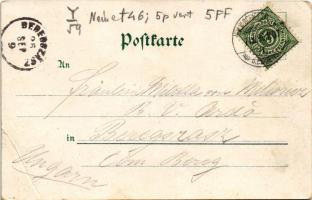 1896 (Vorläufer) Konstanz, Post und Bahnhofsgebäude, Concilium Saal, Insel Mainau / railway station,...