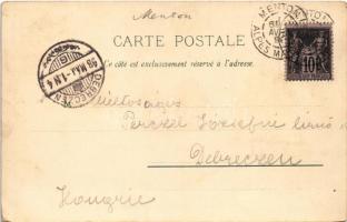 1898 (Vorläufer) Menton, Promenade du Midi, La Ville et le Quai, Pont Saint Louis Frontieres. Seugho...