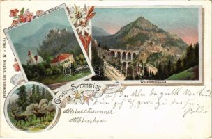 Semmering, Ort und Ruine Klamm, Weinzöttlwand. M. Riegler Art Nouveau, floral