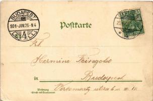 1901 Berlin, Königstrasse, Grand Hotel. J. Miesler Art Nouveau, floral, litho (EK)