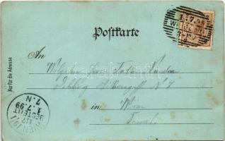 1899 (Vorläufer) Weidling (Klosterneuburg), Marienburg, Kirche, K.k. Postamt / castle, church, post ...