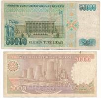 Törökország DN (1990) 5000L + DN (1989-1994) 50.000L T:F,VG folt, tűly.
Turkey ND (1990) 5000 Lira ...