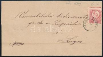 1874 Réznyomat 5kr erősen elfogazva levélen / 5kr with shifted perforation on cover &quot;KARÁNSEBES&quot; - Lugos