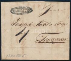 1833 Portós levél / Unpaid cover "BIELITZ"