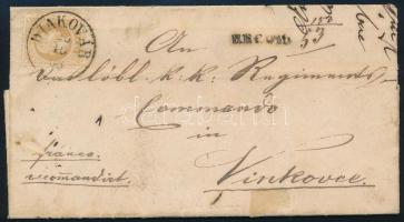 1868 15kr ajánlott levélen / on registered cover DIAKOVÁR - Vinkovce