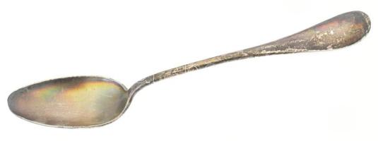 Ezüst (Ag) kanál, jelzéssel, h: 21 cm, nettó: 71 g