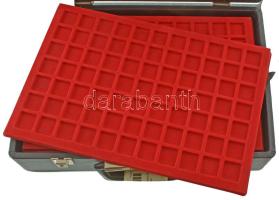 Érmetartó bőrönd, 7db tálcával (összesen 428 férőhely), kulcs nélkül, használt, de jó állapotban