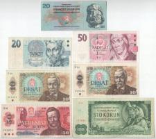 Csehszlovákia / Csehország 1961. 100K + 1970. 20K + 1986. 10K (2x) + 1987. 50K + 1994. 20K + 1997. 50K T:F,VG Czechoslovakia / Czech Republic 1961. 100 Korun + 1970. 20 Korun + 1986. 10 Korun (2x) + 1987. 50 Korun + 1994. 20 Korun + 1997. 50 Korun C:F,VG