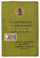 cca 1900 Medicinisches Waarenhaus Actien-Gesellschaft Berlin. Haupt-Katalog Nr. 33. / Orvosi, kórházi felszerelések képes katalógusa és árjegyzéke. Berlin, é.n., Medicinischen Waarenhaus A.-G., XVI+440 p. Német nyelven. Kiadói egészvászon-kötésben, az elején 6 lap hiánnyal.