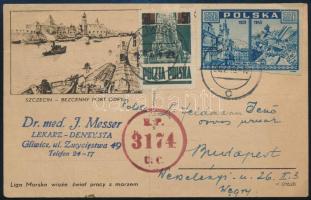 1946 Levelezőlap 2 bélyeggel Budapestre / Postcard to Hungary