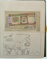 43db-os, nagyrészt klf külföldi bankjegytétel igényes "Banknoten aus Aller Welt" albumban,...