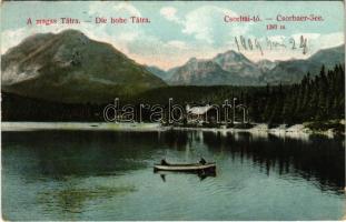 1909 Tátra, Magas-Tátra, Vysoké Tatry; Csorba-tó. Kiadja Divald Károly műintézete 1439-1908 / Csorba-See / Strbské pleso / lake