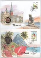 5db-os érmés boríték tétel, mind különféle és német nyelvű tájékoztatóval, benne: Franciaország, Ukr...