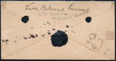 1874 Réznyomat 15kr képbe fogazva ajánlott levélen, ritka ajánlási bélyegzéssel / 15kr with shifted ...