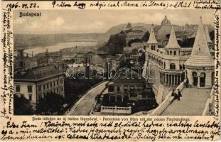 1906 Budapest I. Buda látképe az új halász lépcsővel. Ganz Antal 19.