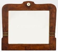 Szecessziós tükör, fakeretben, gyöngyház díszítéssel, kis kopással, 36x33 cm