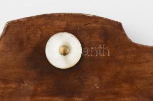 Szecessziós tükör, fakeretben, gyöngyház díszítéssel, kis kopással, 36x33 cm