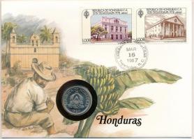 Honduras 1980. 10c Cu-Ni felbélyegzett borítékon, bélyegzéssel, német nyelvű leírással T:UNC Honduras 1980. 10 Centavos Cu-Ni in envelope with stamp, with German description C:UNC