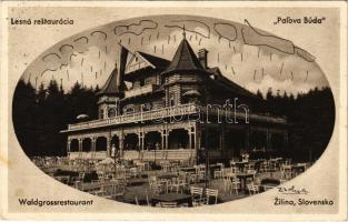 1936 Zsolna, Sillein, Zilina; Lesná restaurácia Paľova Búda / Waldgrossrestaurant / erdei étterem / forest restaurant. P. J. Folkmann