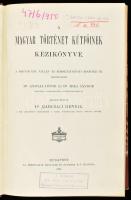 Dr. Marczali Henrik: A magyar történet kútfőinek kézikönyve. Bp., 1901, Athenaeum, X+(2)+967 p. Átkötött félvászon-kötésben, kissé kopottas borítóval, néhány kissé sérült lappal, intézményi bélyegzőkkel, volt könyvtári példány.