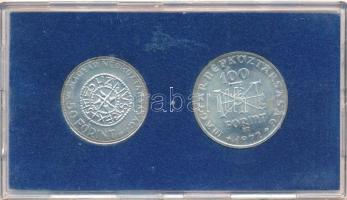 1972. 50Ft Ag + 100Ft Ag "Szent István pár" plasztik tokban T:BU patina 
Adamo EM38, EM39