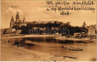 1909 Kraków, Krakau; Widok Katedry na Wawelu / cathedral, barge