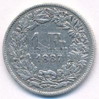 Svájc 1887B 1Fr Ag T:VF Switzerland 1887B 1 Franc Ag C:VF  Krause KM#24