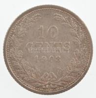 Hollandia 1903. 10c Ag "I. Vilma" T:XF,VF Netherlands 1903. 10 Cents Ag "Wilhelmina" C:XF,VF Krause KM#135