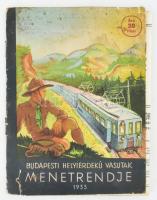 1933 Budapesti helyiérdekű vasutak (BHÉV) menetrendje. Kihajtható menetrendekkel, fotókkal, térképekkel (közte a gödöllői Jamboree), hirdetésekkel. Kiadói illusztrált, tűzött papírkötés, kissé foltos, sérült borítóval.