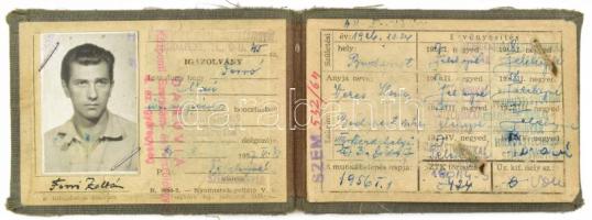 1956 Danuvia szerszámgyár fényképes belépő igazolvány