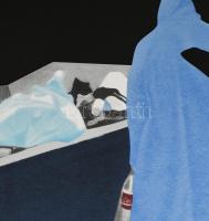 Fehér László (1953-): Hajléktalan vacsorája, 2014. Szitanyomat, papír, jelzett, művészpéldány E.A. I...