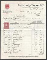 1932 Koestlin L. és Társai R.T.  fejléces számla
