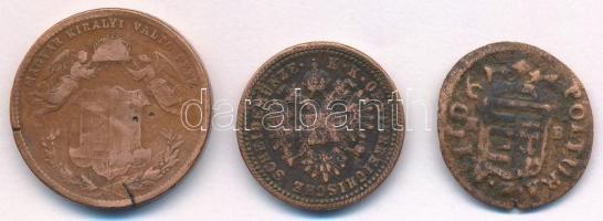 1706K-B Rézpoltúra "II. Rákóczi Ferenc" (1,46g) + 1851B 1kr Cu + 1868KB 4kr Cu T:XF-F közt...
