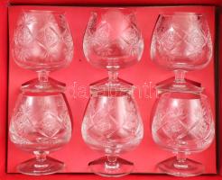 6 db szovjet kristály konyakos pohár eredeti dobozában 14 cm