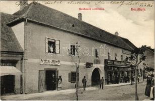 1911 Keszthely, Goldmark Károly zsidó zeneszerző szülőháza, Vida Jenő hengermalmi liszt raktára, Molnár Ignác ezelőtt Pető Vilmos és Rosenberg Benő üzlete. Mérei Ignác 1910.