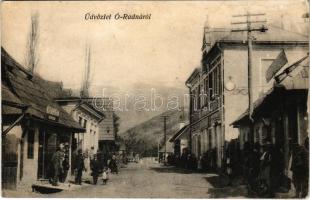 Óradna, Alt-Rodna, Radna veche, Rodna; Fő utca, Kóti Ábrahám üzlete. Grün Márkusz kiadása / main street, shops