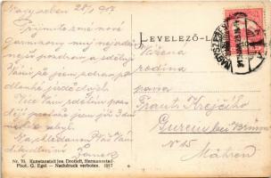 1917 Popláka, Poplaca (Nagyszeben, Hermannstadt, Sibiu); utcakép házromokkal a román betörés után 19...