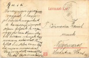 1909 Nagyölved, Velké Ludince (Nyitra); Református templom, iskola és lelkész lak, községháza / Calv...