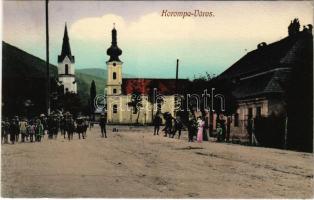 1917 Korompa, Krompach, Krompachy; Fő tér, templomok. Balkányi Simon kiadása / main square, churches