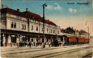 Szolnok, pályaudvar, vasútállomás, vonat, gőzmozdony (Rb)