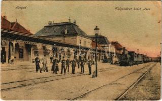 Szeged, pályaudvar belső része, vasútállomás, vonat, gőzmozdony. Vasúti levelezőlapárúsítás 70. sz.-1918. (felületi kopás / worn surface)